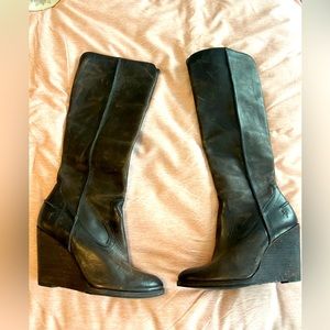 Frye leather Emma Wedge tall 8.5